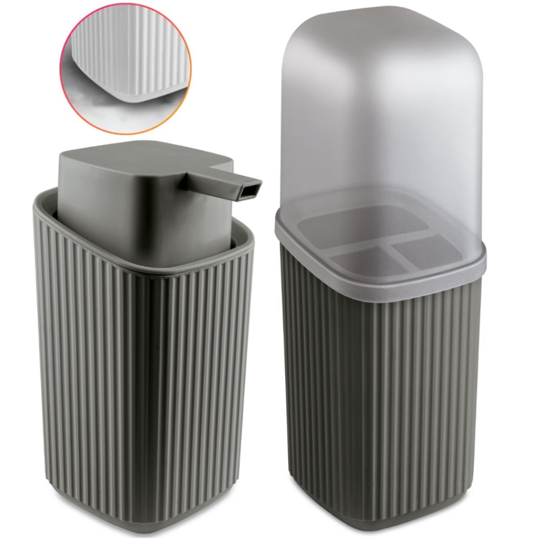 Kit 2 Acessórios Banheiro Dispenser Sabonete Líquido e Porta Escovas Av – Usual Utilidades