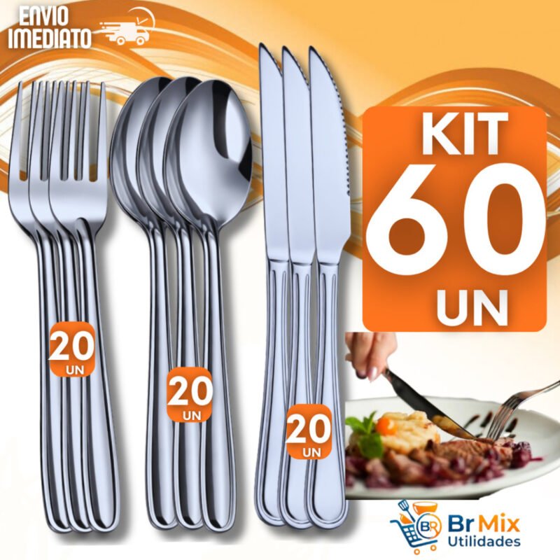 KIT de Talheres inox Garfo Faca Colher Cozinha Restaurante Talher Utilidades