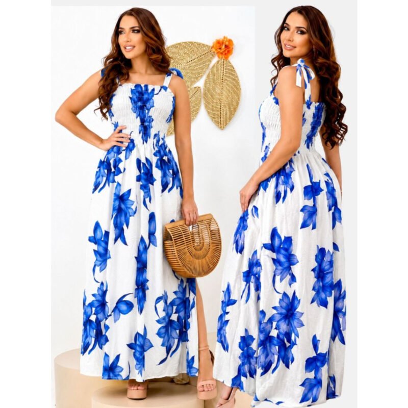 Vestido longo moda cristã feminino em Viscose/Viscolinho casual de alça Muito Lindo com elástico.
