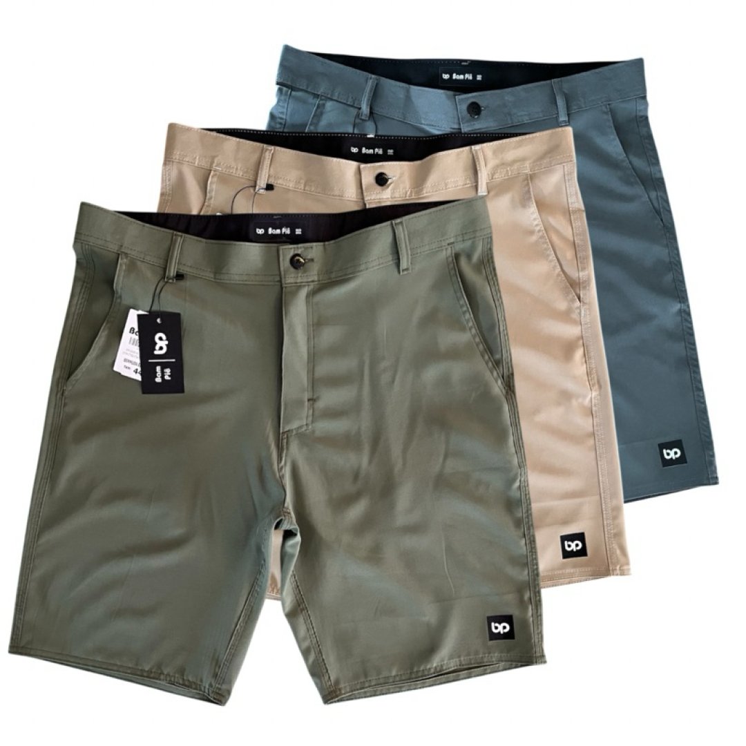 Bermuda masculina social tactel com elastano
