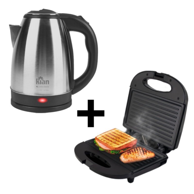 Kit Café Manhã Chaleira Elétrica + Sanduicheira 127v ou 220v – Kian