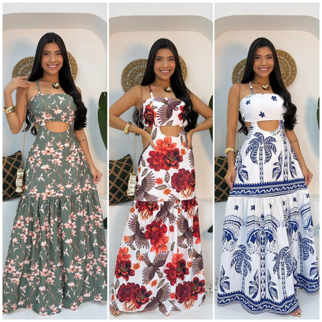Vestido Longo Com FORO e BOJO, Feminino Com manga Variados super confortáveis e leves qualidade e durabilidade