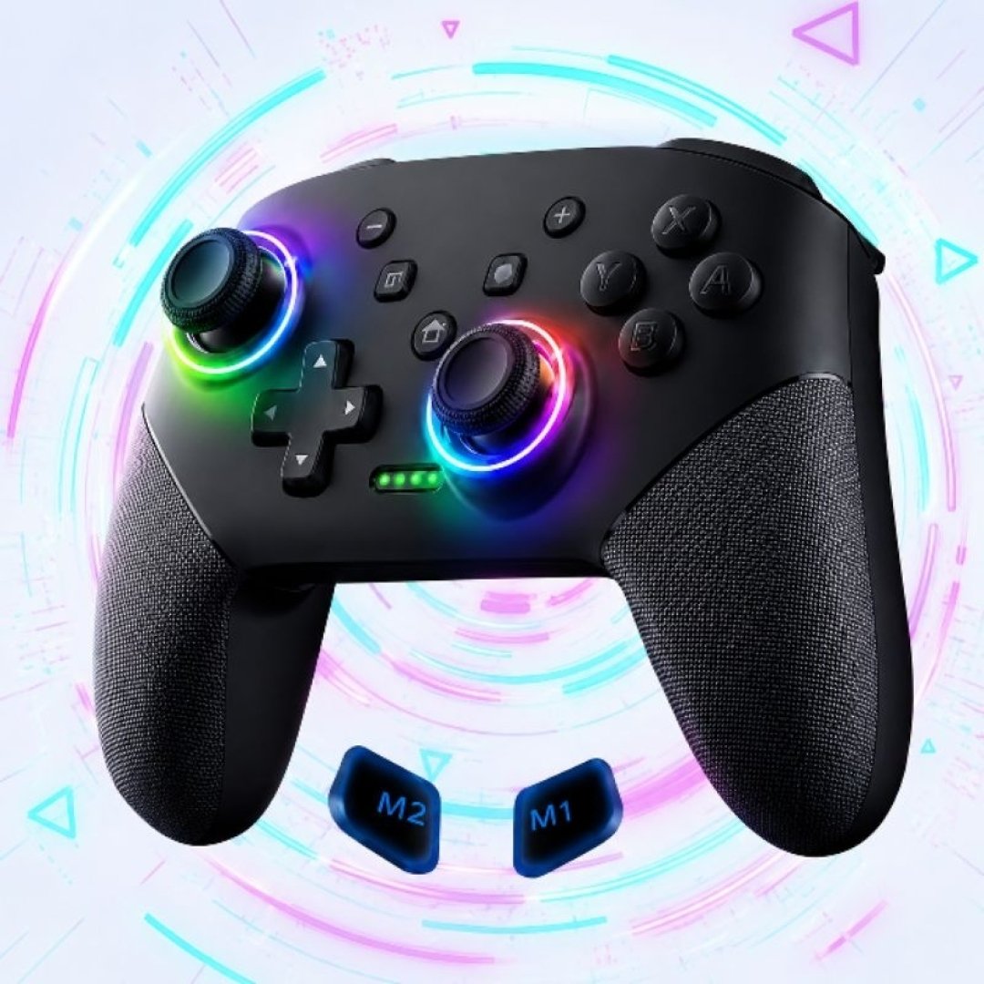 Controle Sem Fio RGB para Nitendo Switch, Nitendo Switch 2, OLED, Lite, Android, iOS e PC