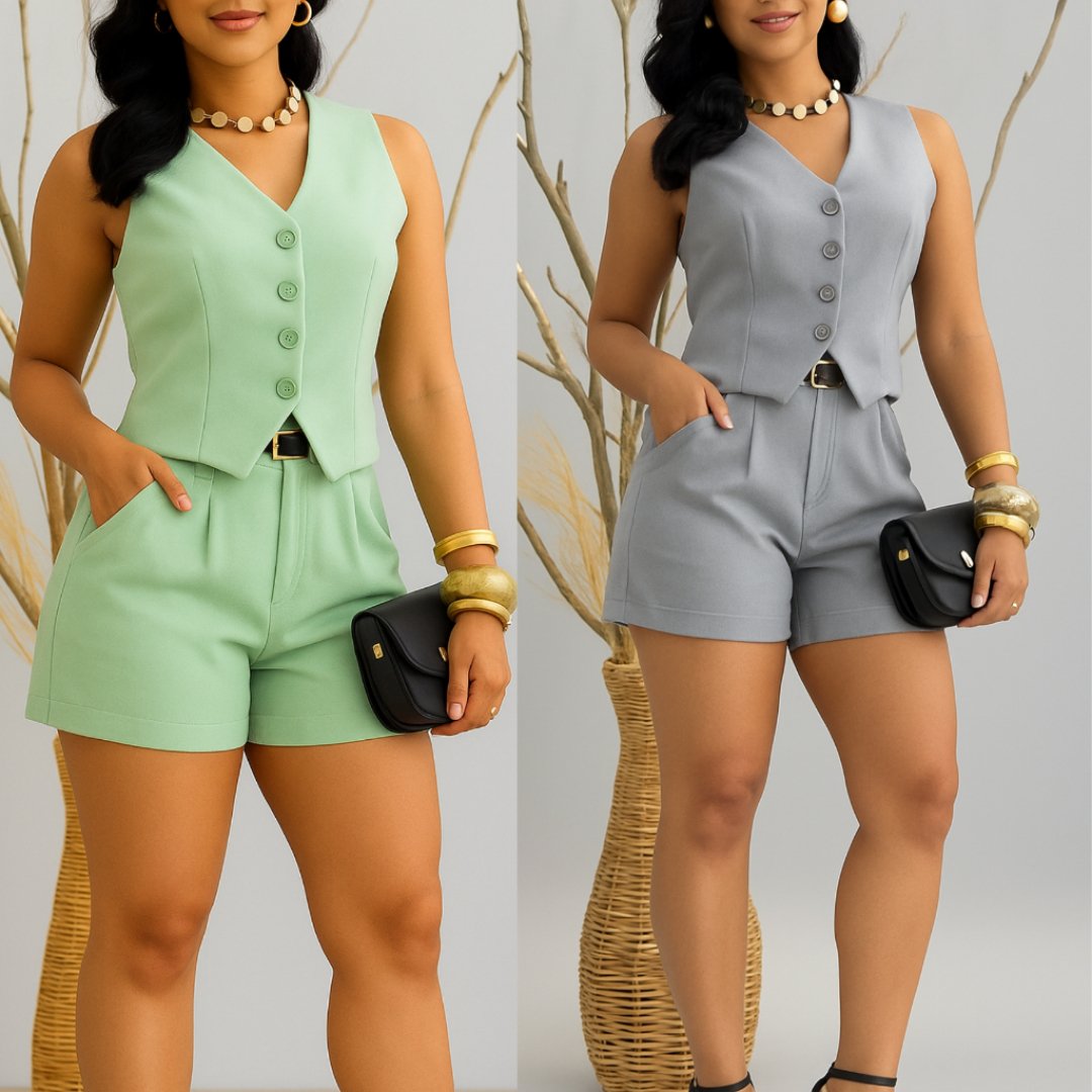 #@CONJUNTO VALENTINA,💕CONJUNTO FEMININO,SHORTS E COLETE SOCIAL MODA 2026🔥🔥