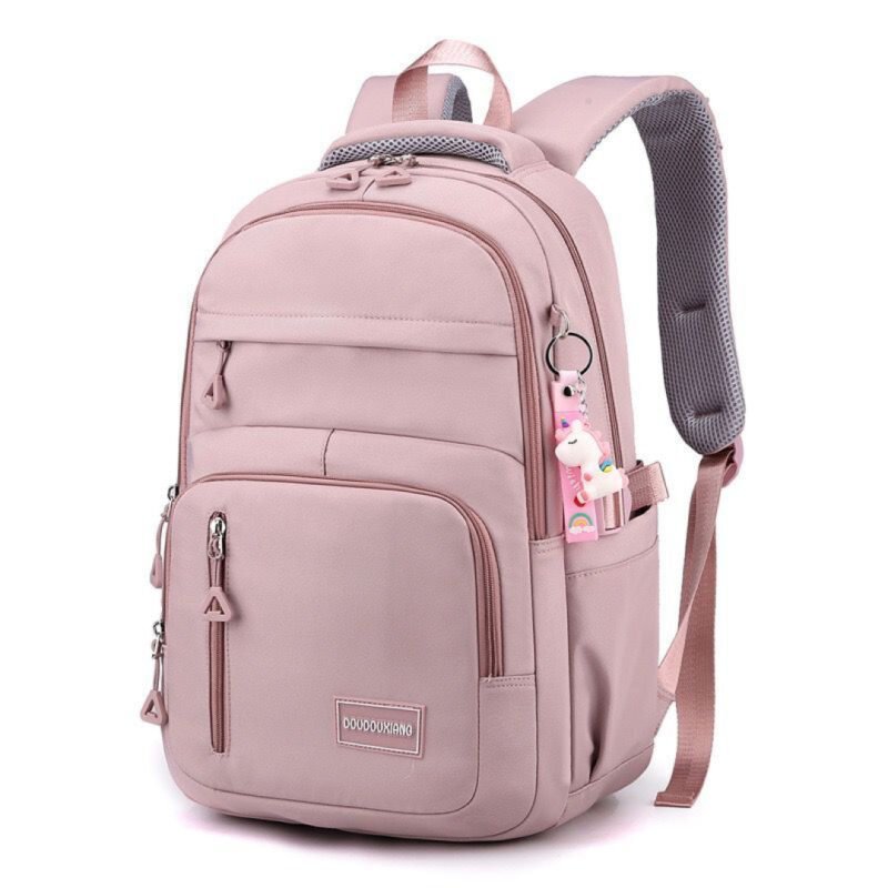 Mochila feminina casual e versátil leve e à prova d’água com grande capacidade para estudantes