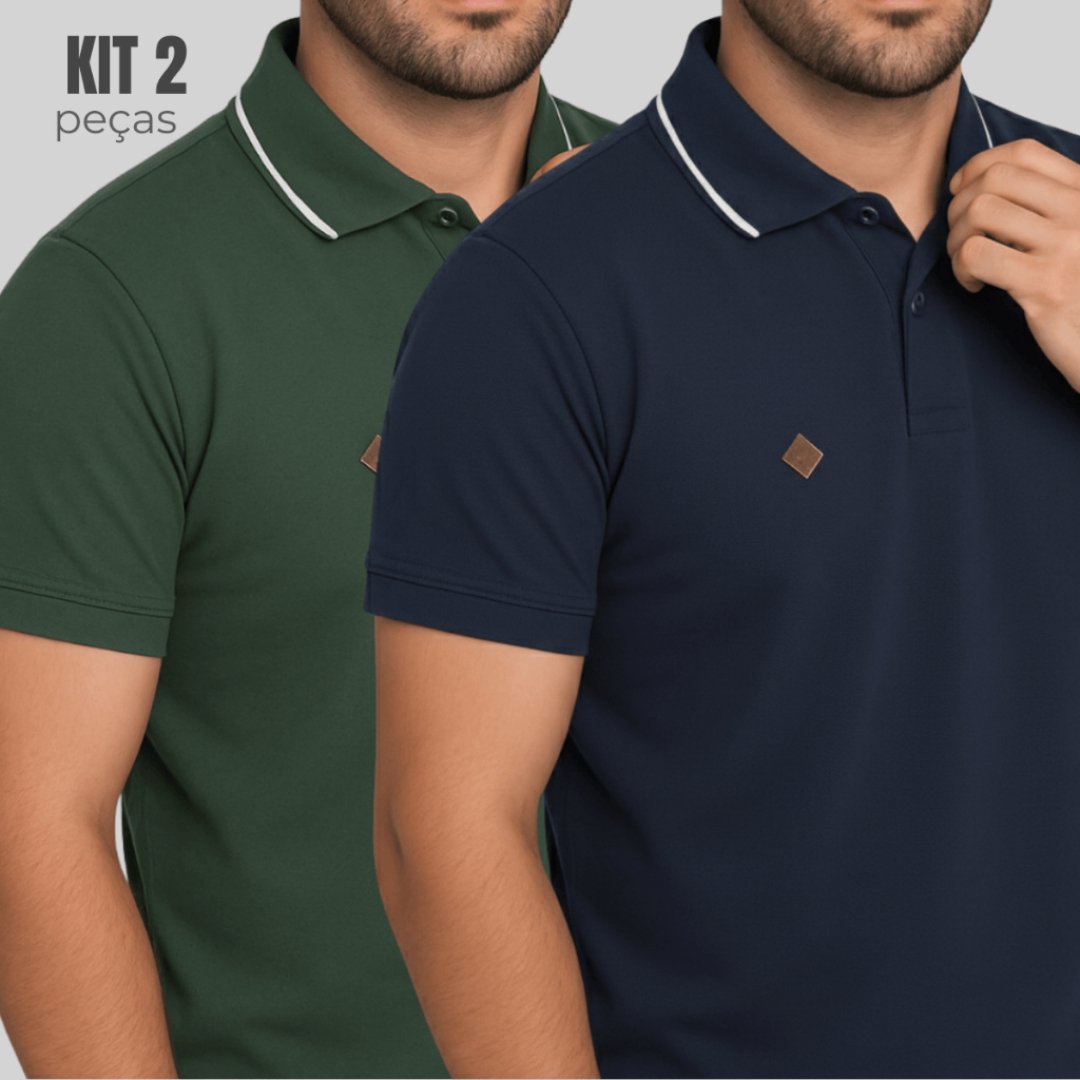 KIT 2 Camisa Gola Polo Alta Qualidade 100% Algodão Camiseta Básica Masculina Diversas Cores