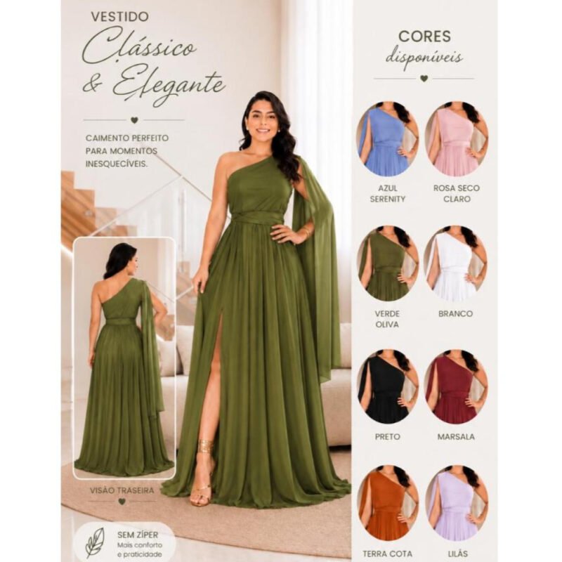 VESTIDO COM FENDA LONGO PARA CASAMENTO, MADRINHAS, FESTA E FORMATURAS