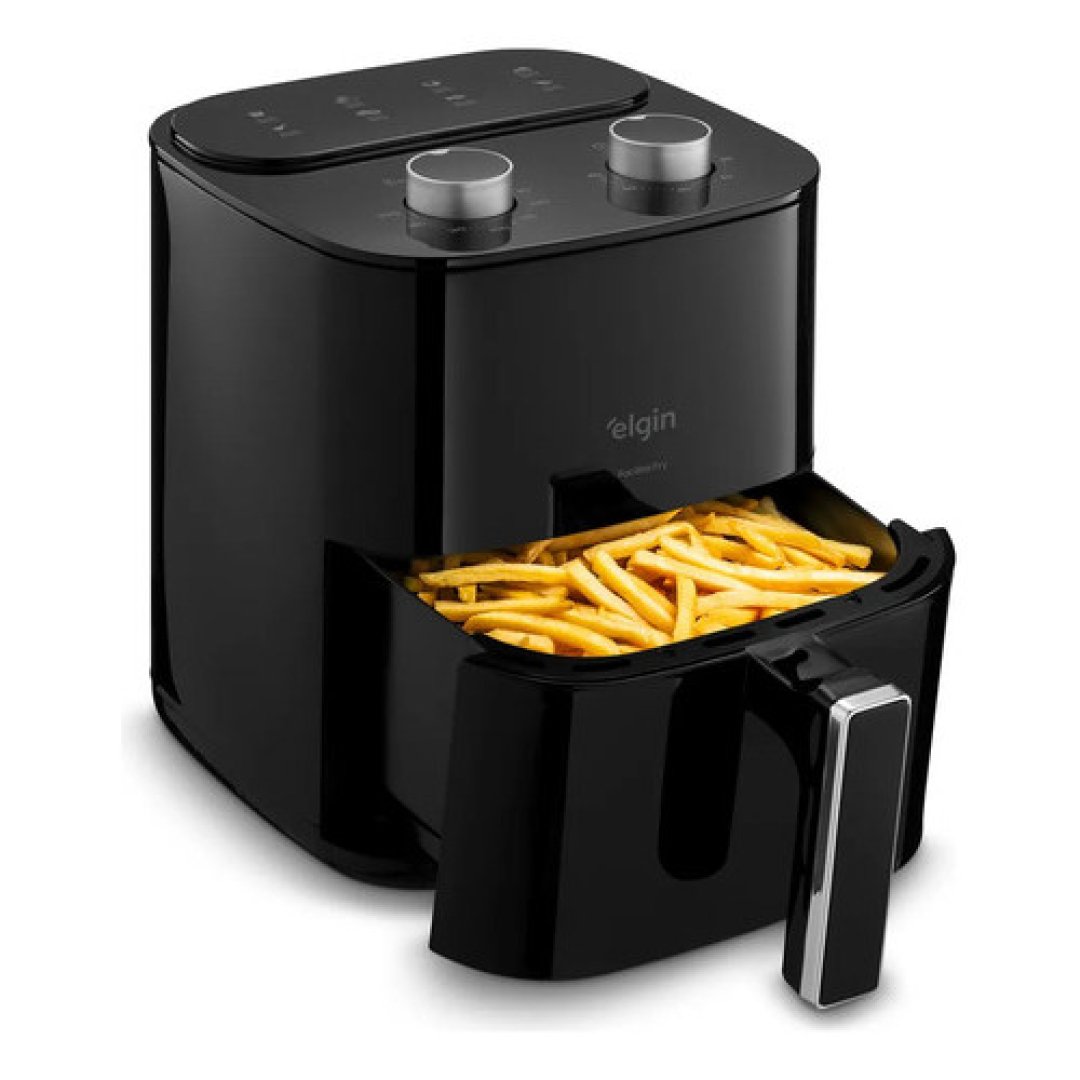 Fritadeira Air Fryer Elgin 3,5L Preta Sem Óleo 1400W Antiaderente