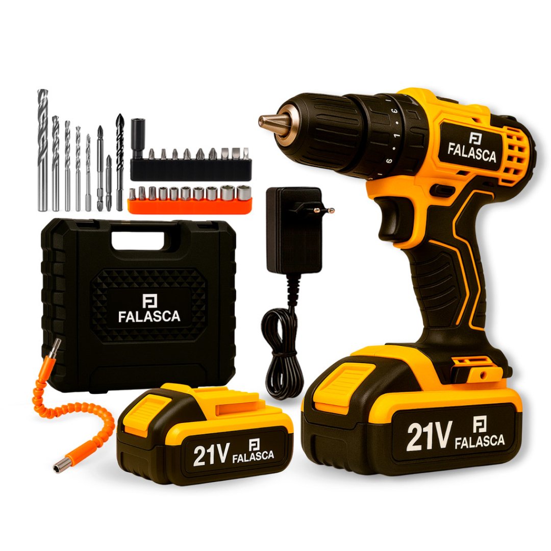 PARAFUSADEIRA E FURADEIRA A BATERIA PF21B2 21V COM DUAS BATERIAS F02 4979 – FALASCA