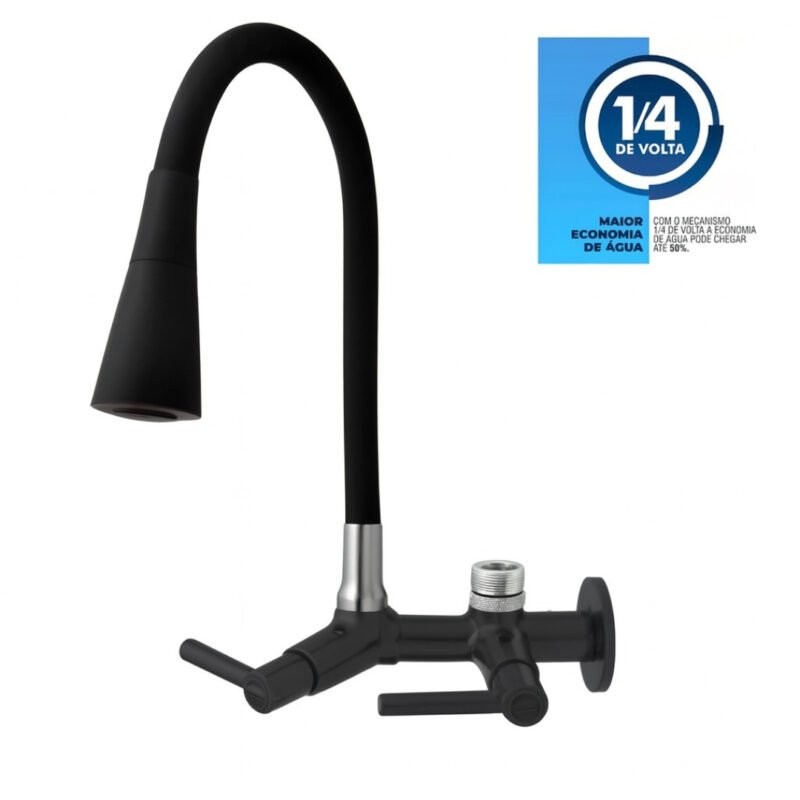 Torneira em Metal /abs Preta Cozinha parede Filtro Purificador 1/2″ou 3/4” CORPO PRETO TPM