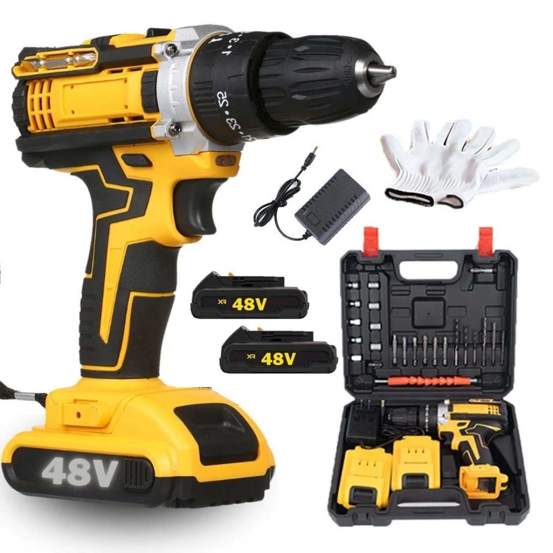 Parafusadeira Furadeira de Impacto a Bateria Recarregável Sem Fio 48v 2 Baterias Com Maleta Completo Parafusadeira Furadeira de Impacto a Bateria Recarregável Sem Fio 48v 2 Baterias Com Maleta Completo