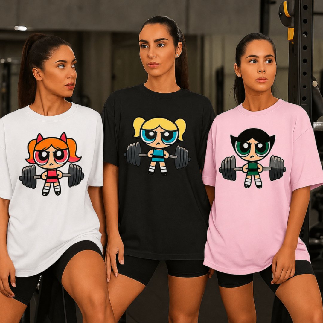 KIT 3 Camisetas Blusão ou 1 Feminino Roupa de Academia Fitness Meninas Super Poderosas Camisa Treino
