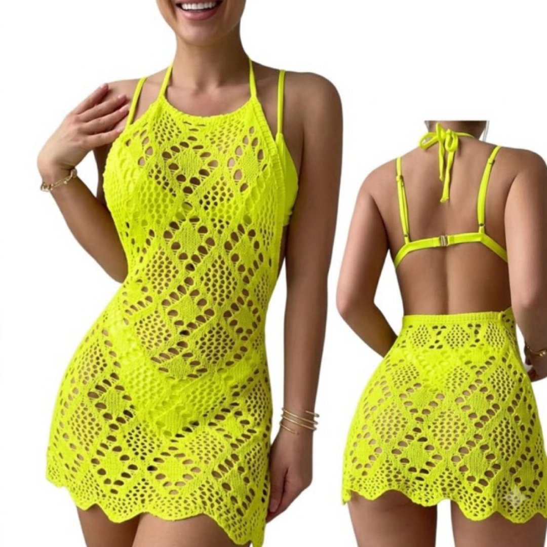 SAÍDA DE PRAIA VERÃO PISCINA CURTA TRICOT RENDADO LUXO