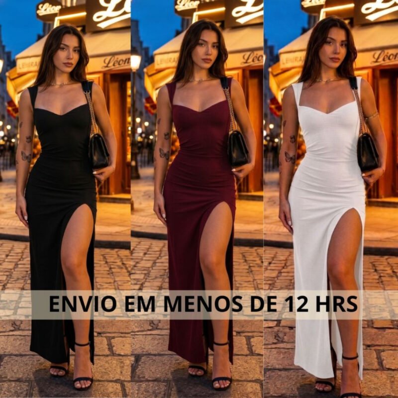 Vestido Feminino Estiloso Longo VESTIDOS FENDA Colado Sexy Moda Gringa vestidos Festa Chique Elegant