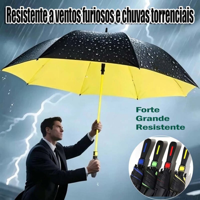 Guarda-Chuva Grande Automático – Fibra de Vidro Blackout para Proteção UV, Reforçado para Tempestade！