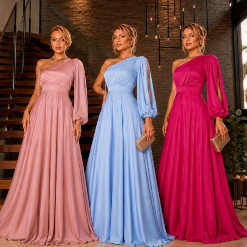 Iolanda Vestido Longo Social Festa Madrinhas e Convidadas Nula Mnaga Ana Bella