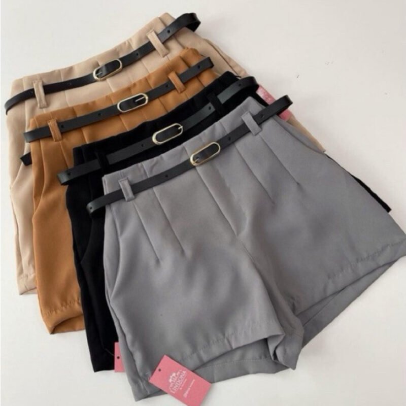 Short Feminino Alfaiataria ZA Social com Cinto cintura alta com bolso tendência Promoção