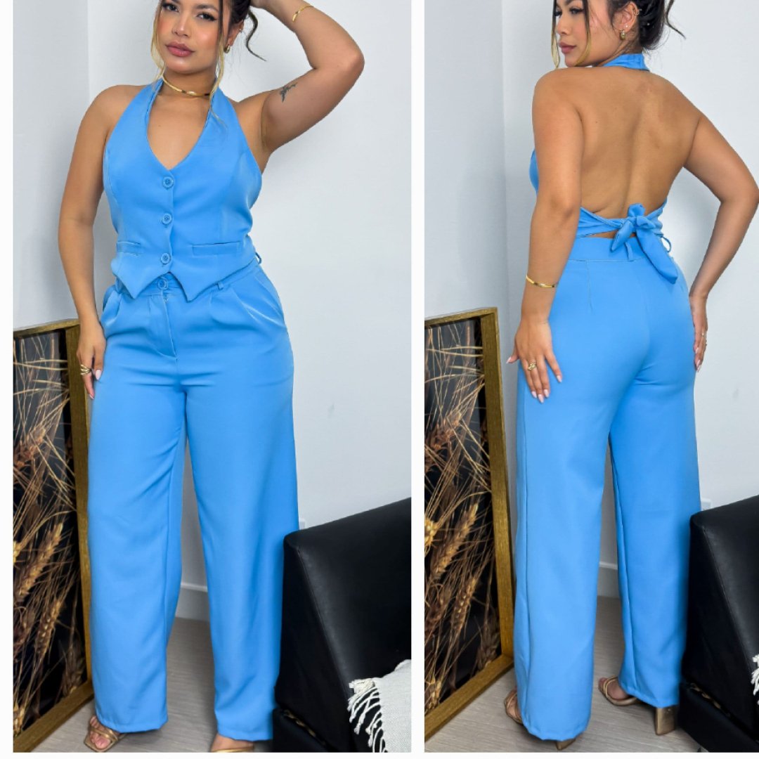 CONJUNTO FEMININO COM COLETE NA ALFAIATARIA