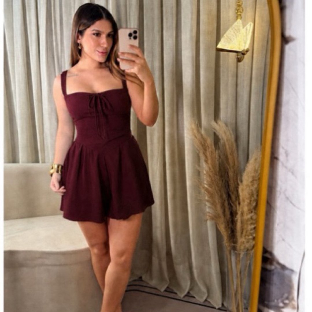Macaquinho vestido com bojo liso estampado floral camponesa mini elegante casual tendencia alta qualidade