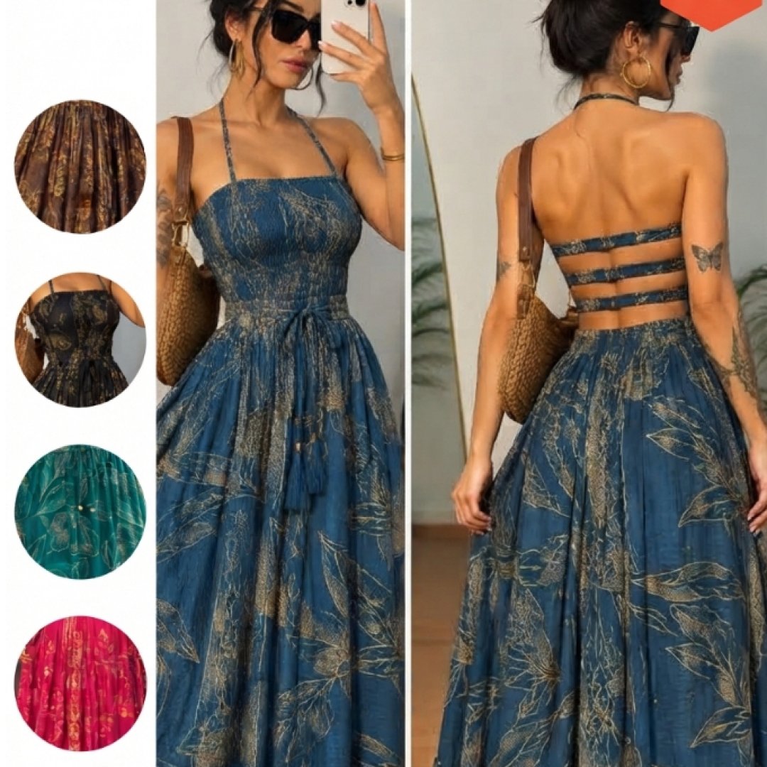 Vestido Tomara que caia Longo Estampado Com Faixa Atras Alcinha Fina Plus Size e Slim com Elastex