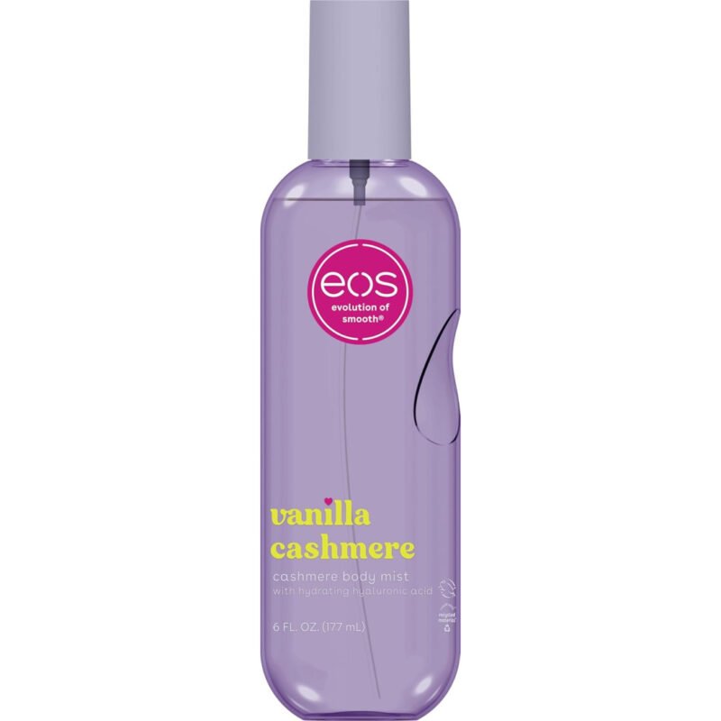 eos Cashmere Body Mist, Vanilla Cashmere, Soft Musk, Cozy Caramel, Hair Mist, Body Spray for Women Moisturizing, Hyaluronic Acid, Vanilla Body Spray, Vegan, Cruelty-free, 6 fl oz