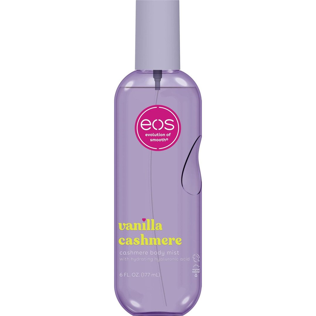 eos Cashmere Body Mist, Vanilla Cashmere, Soft Musk, Cozy Caramel, Hair Mist, Body Spray for Women Moisturizing, Hyaluronic Acid, Vanilla Body Spray, Vegan, Cruelty-free, 6 fl oz