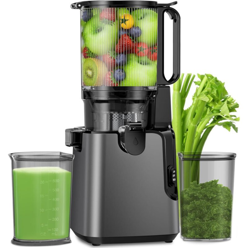 Juicer Machines with 5.8″ Large Feed Chute, Cold Press Juicer for Whole Vegetables and Fruits 400W, Slow Masticating juicer Easy to Clean Juice Extractor Machine High Juice Yield