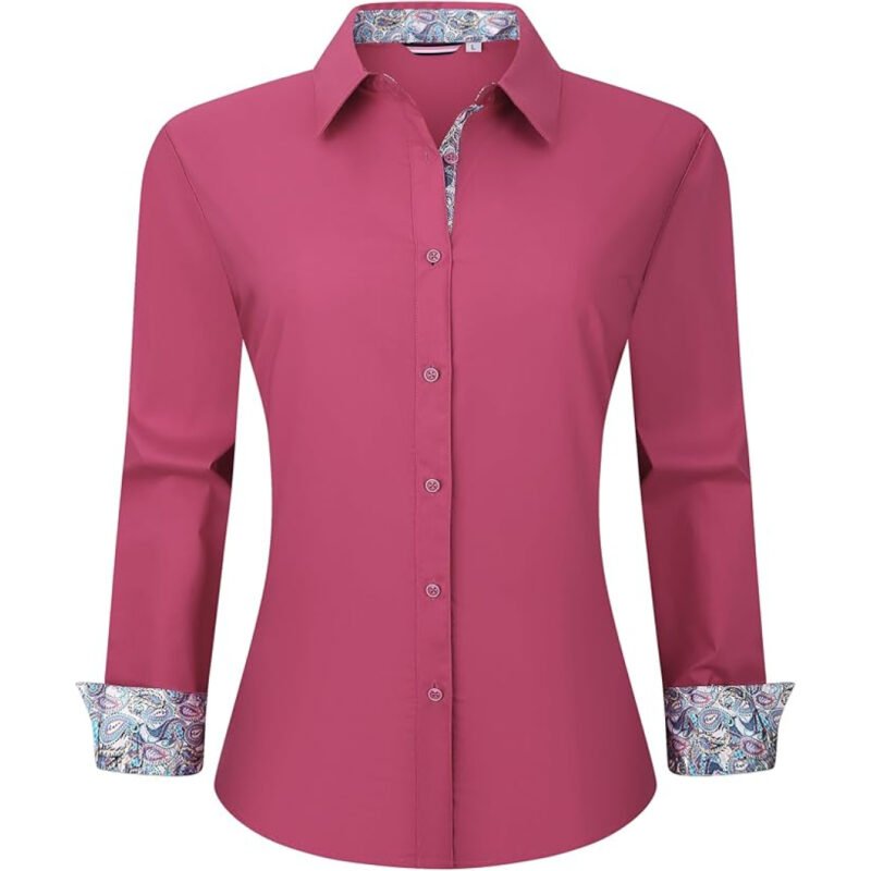 Esabel.C Womens Dress Shirts Cotton Long Sleeve Regular Fit Stretch Button Down Blouse Esabel.C Womens Dress Shirts Cotton Long Sleeve Regular Fit Stretch Button Down Blouse