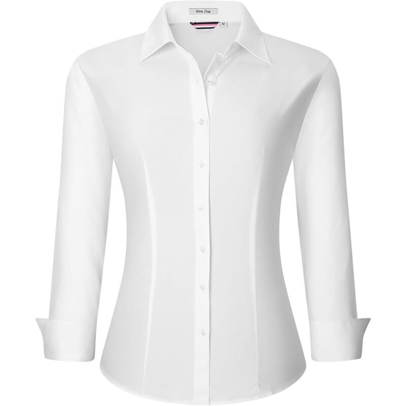 Esabel.C Womens Button Down Shirts Long Sleeve Regular Fit Stretch Work Blouse