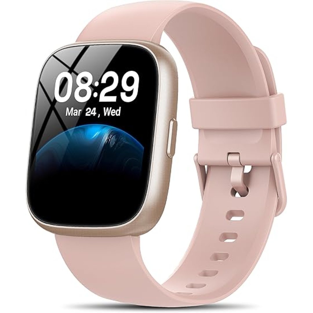 Smart Watch with Alexa Built-in, 1.83″ HD Touchscreen Fitness Tracker with Bluetooth Calling, Fitness Watch with Heart Rate/Sleep Monitor/120+ Sports, IP68 Waterproof Smartwatch for Android iOS, Pink