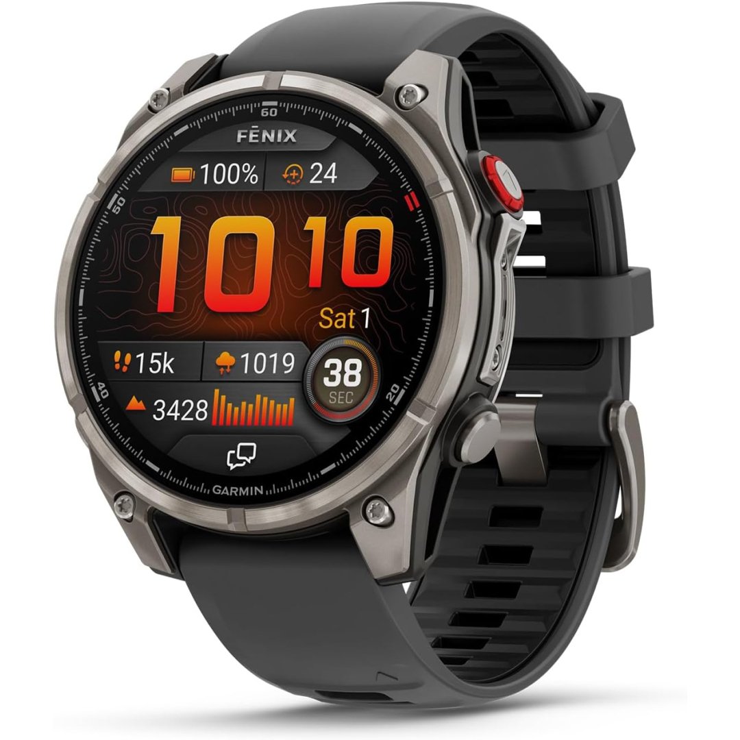 Garmin fēnix® 8 Pro, 47mm, AMOLED Display, Premium Connected Multisport GPS Smartwatch, inReach® Technology, Sapphire, Titanium with Graphite/Black Silicone Band