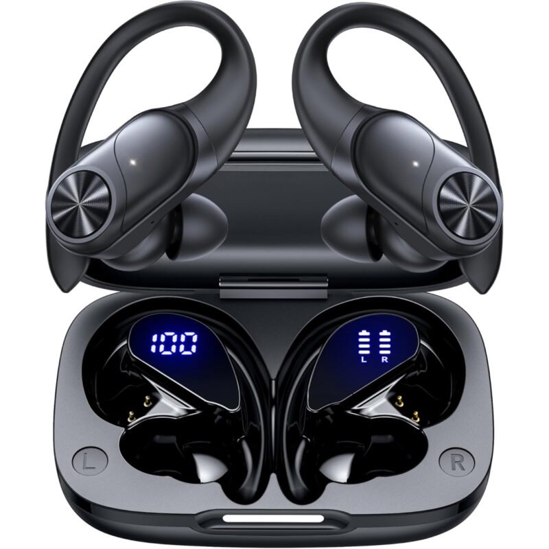PocBuds Bluetooth Headphones Wireless Earbuds 80hrs Playtime Wireless Charging Case Digital Display Sports Ear Buds with Earhook Deep Bass IPX7 Waterproof Over-Ear Earphones for TV Phone Laptop Black PocBuds Bluetooth Headphones Wireless Earbuds 80hrs Playtime Wireless Charging Case Digital Display Sports Ear Buds with Earhook Deep Bass IPX7 Waterproof Over-Ear Earphones for TV Phone Laptop Black