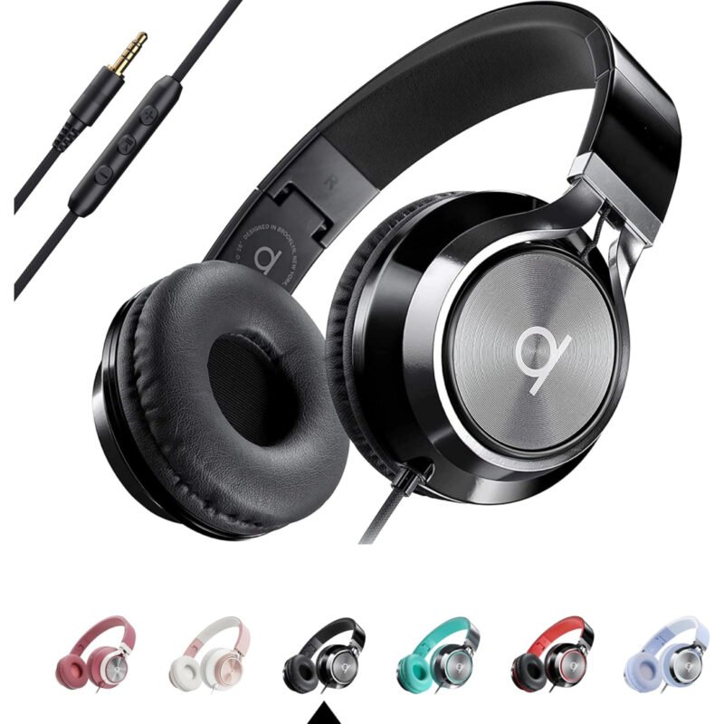 ARTIX CL750 Wired Headphones with Mic & Volume Control — Noise Isolating On-Ear Headphones for Computer and Laptop Wired, Plug in Corded Headphone Over Ear with Wire (Foldable, Aux Jack 3.5mm)